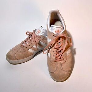 Adidas Women’s Gazelle Sneakers, US size 7. Blush pink.